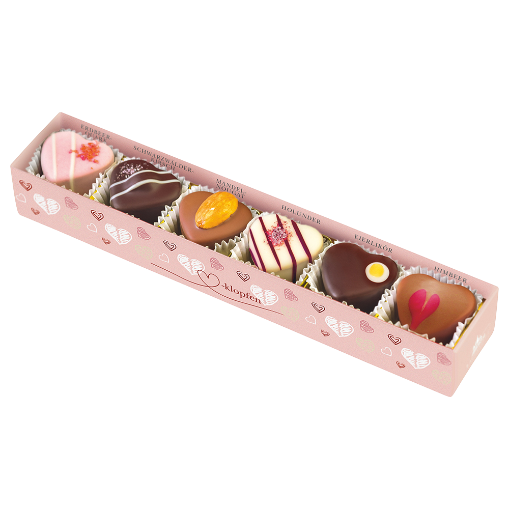 Perspektivisch dargestellte Pralinenpackung
