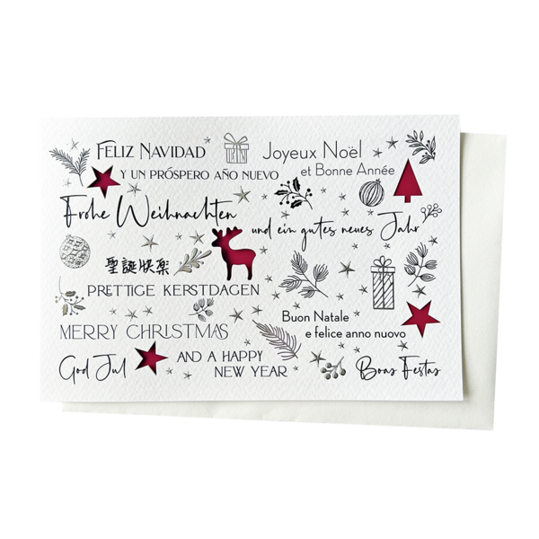 Grußkarte - Frohe Weihnachten (mehrsprachig)