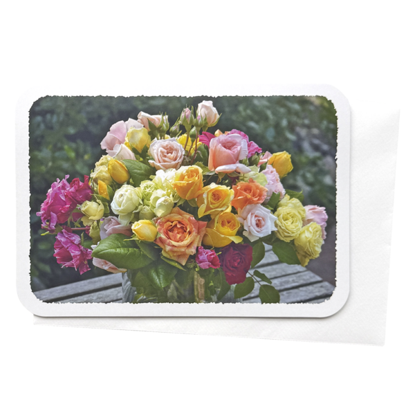 Grußkarte -Bunter Rosenstrauß